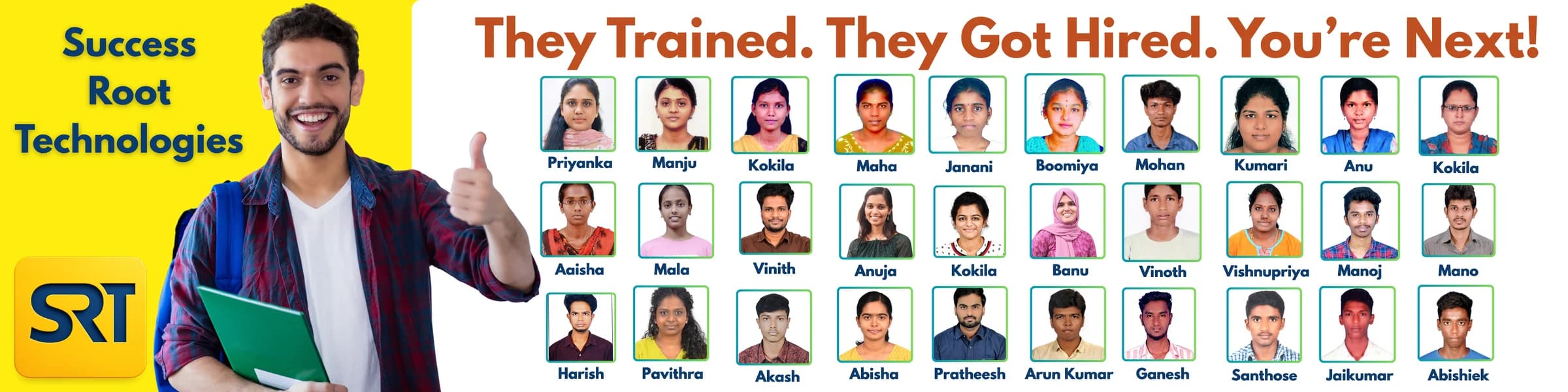 Success Root Technologies students who completed training and got hired